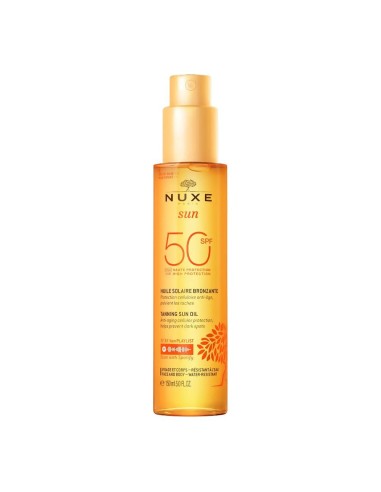NUXE Sun Huile Solaire Bronzante Haute Protection SPF50 visage et corps - Flacon 150 ml